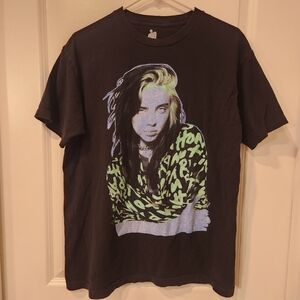 Billie Eilish Green & Blue Neon Portrait T Shirt